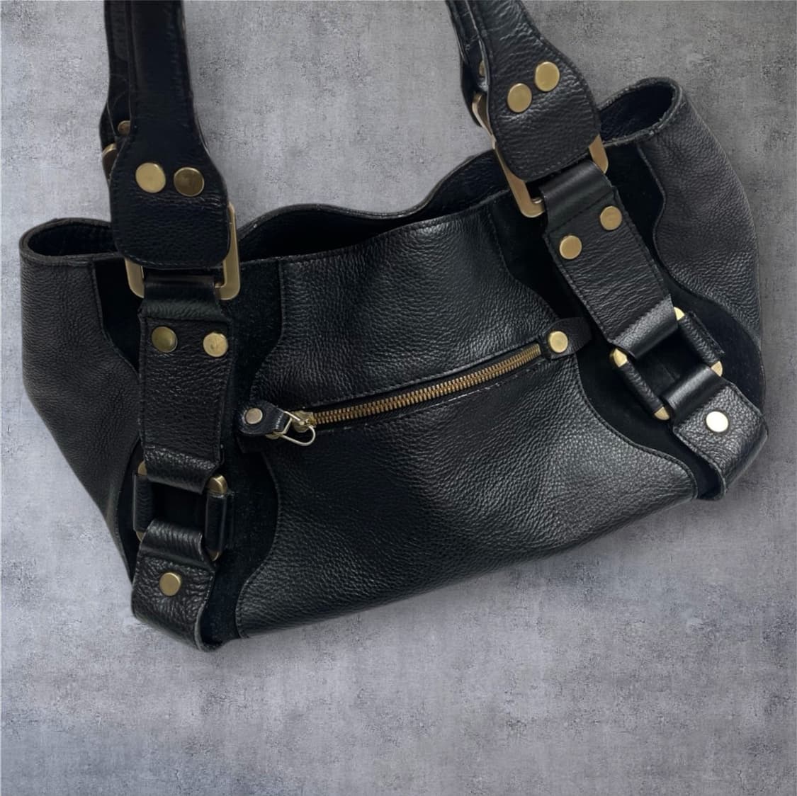 잇미샤 it MICHAA 블랙 빈티지 레더 토트백 상품이미지4