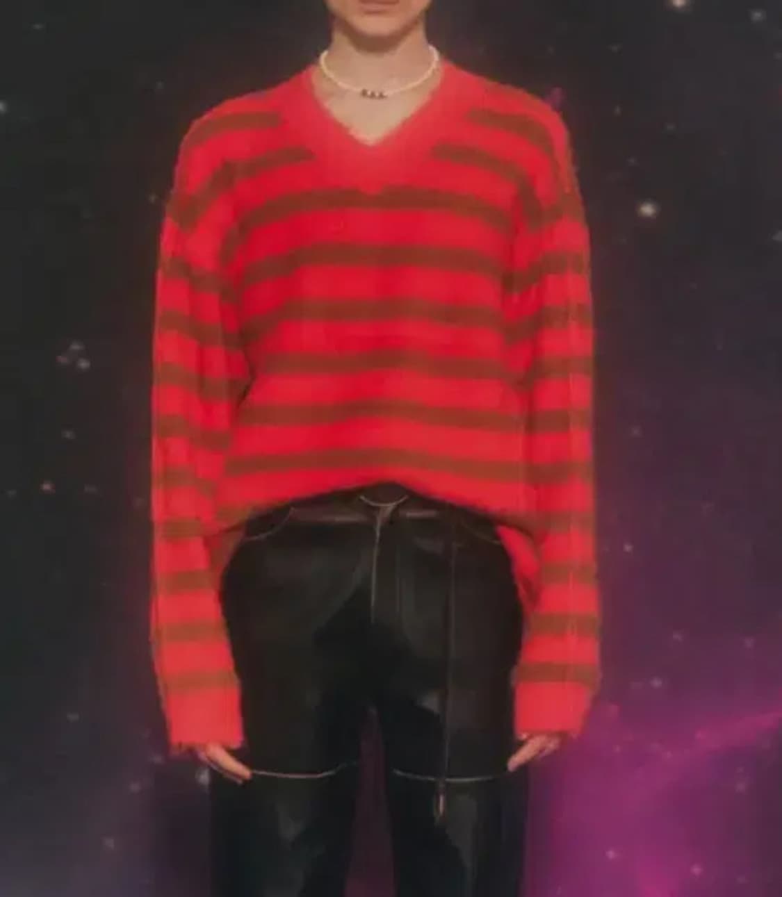 앤더슨벨 스트라이프 헤어리 브이넥 스웨터 atb800u(ORANGE/BR 상품이미지1