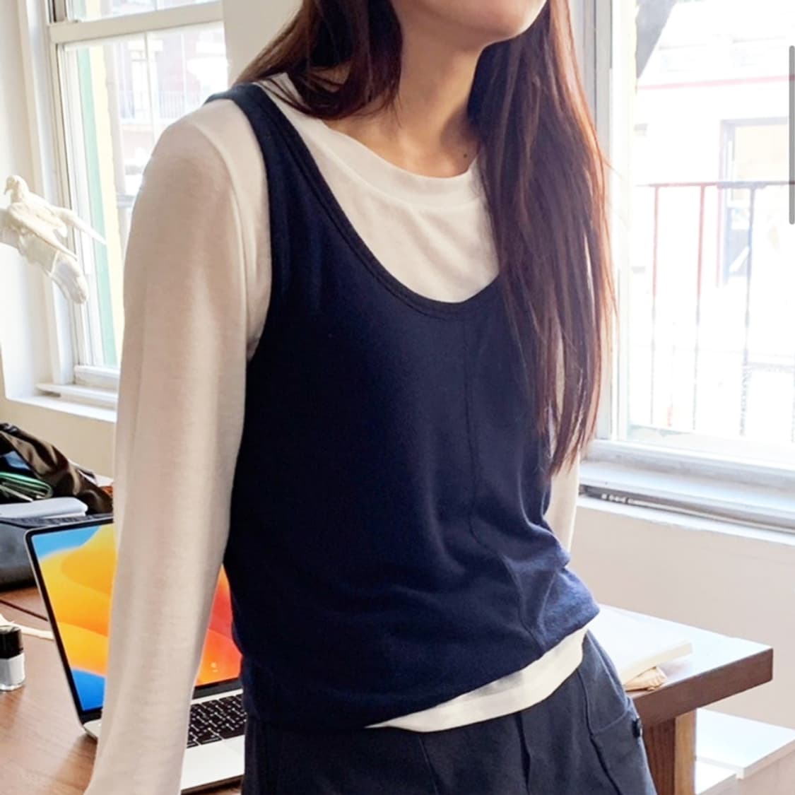 헤이그(haag) 매치스 슬리브리스 티셔츠 프리사이즈 새상품 상품이미지4