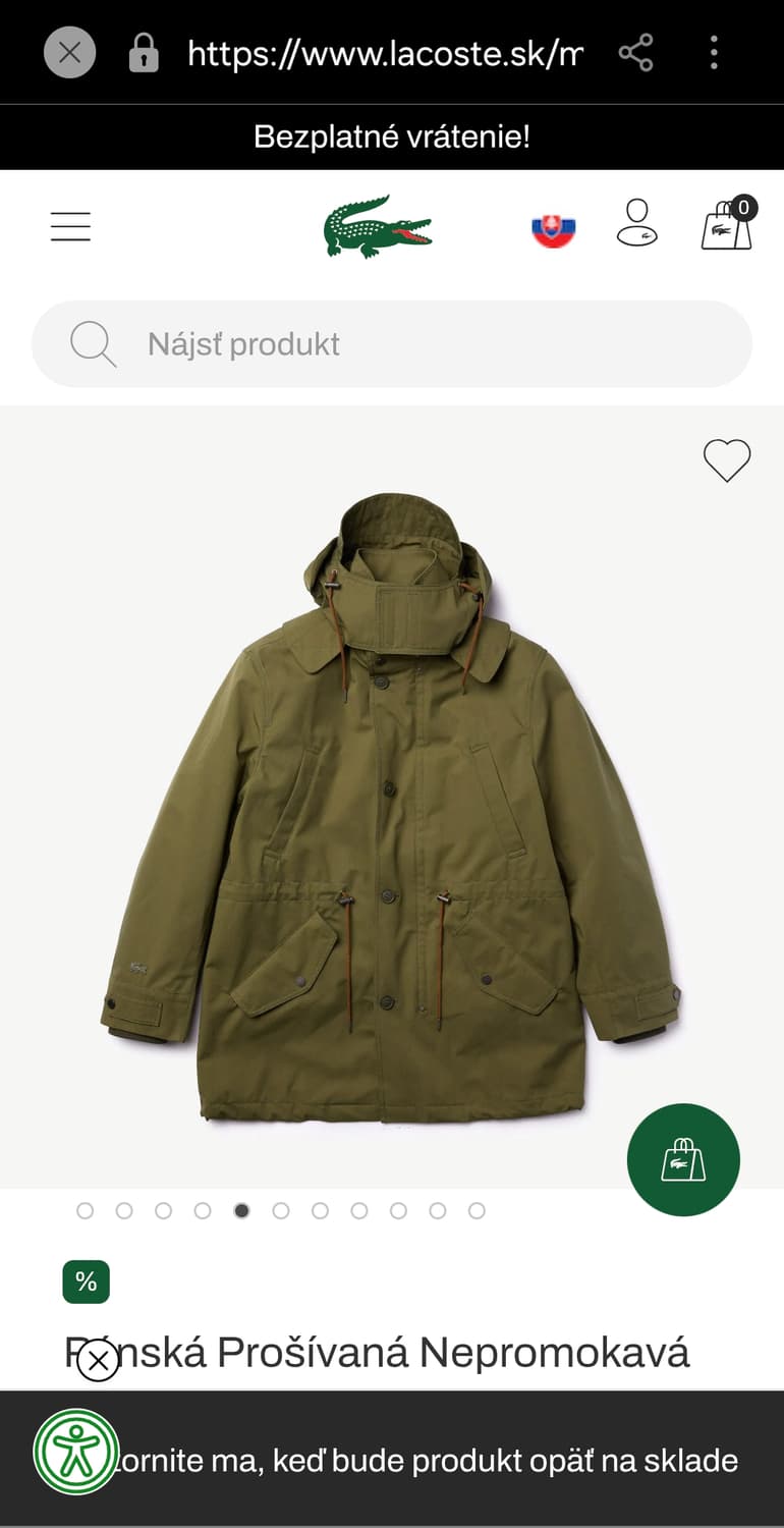 라코스테 남성 105 야상형 사파리 방수자켓 BH1986-20C 상품이미지1