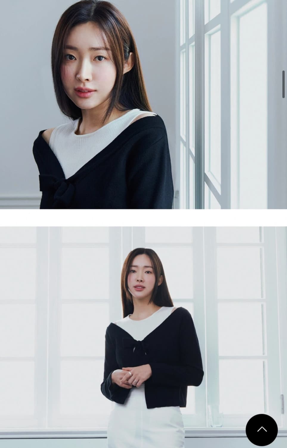 아티드 리본 레이어드 니트 차정원 착용 상품이미지4