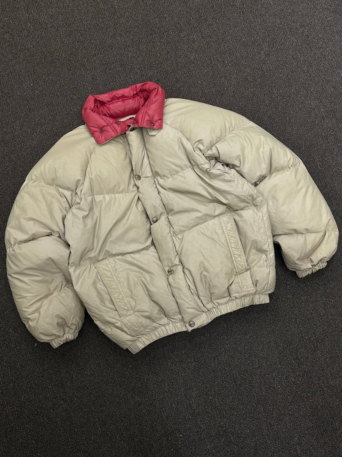 M)Wrangler Down 빈티지 핑크/베이지 배색 패딩 자켓 상품이미지3