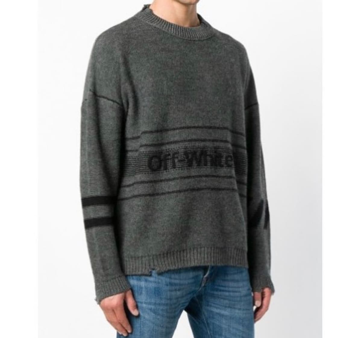 오프화이트 18F/W 로고 데미지 풀오버 울 니트스웨터 상품이미지2