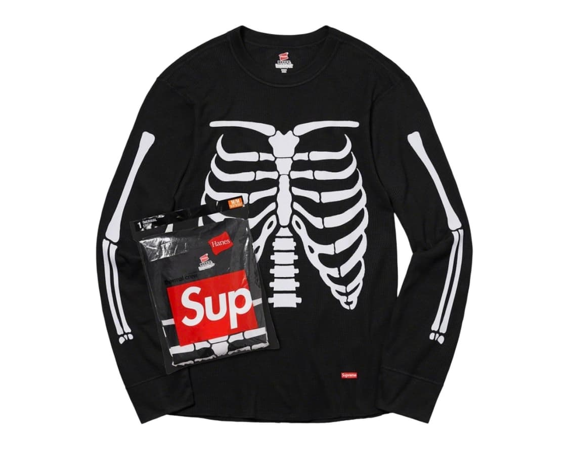 슈프림 헤인즈 본즈 써멀 크루 블랙 XL 상품이미지1