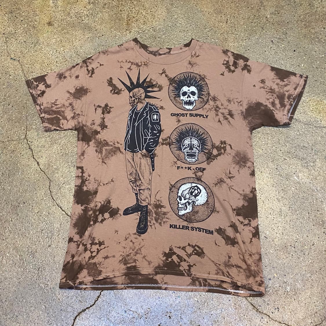 미국 빈티지 고스트 서플라이 스컬 나염 포인트 반팔티 락티셔츠 상품이미지1