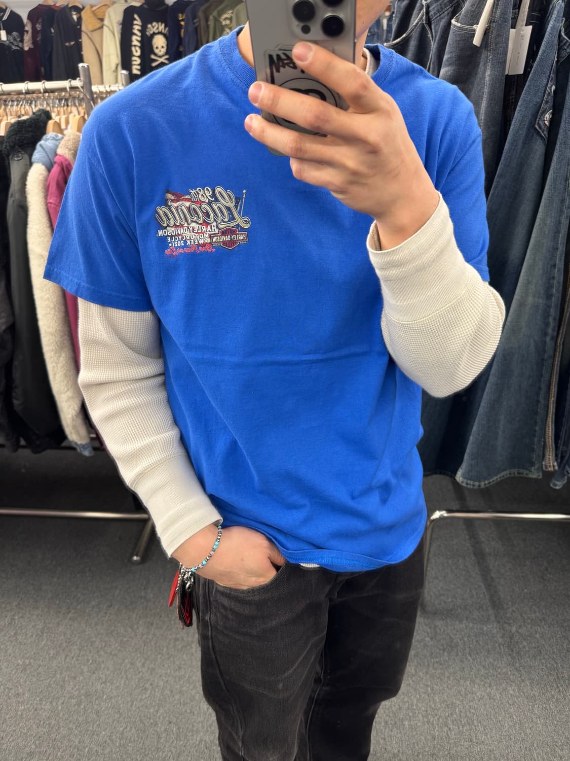 L)할리데이비슨 빈티지 프린팅 Laconia 반팔 상품이미지1