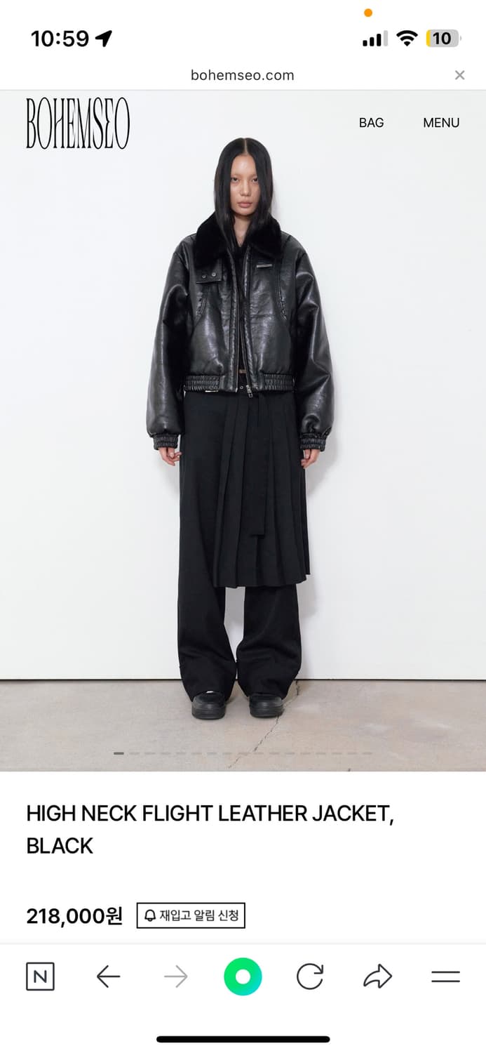 보헤미안서울 HIGH NECK FLIGHT LEATHER JACKET 상품이미지1