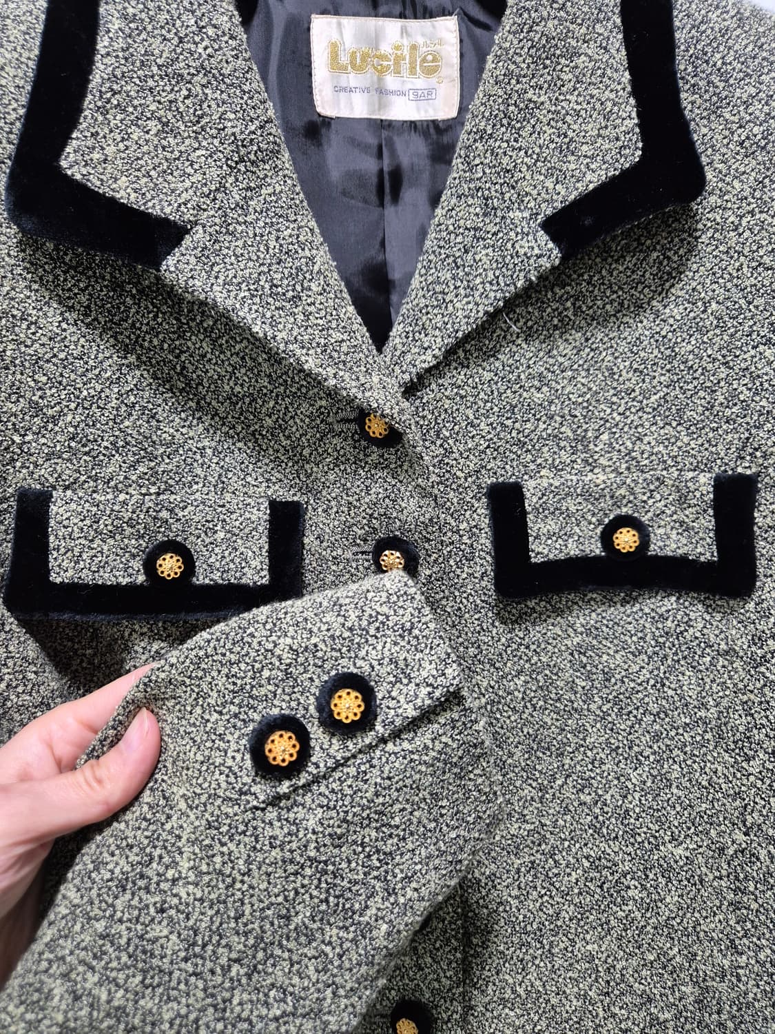 본느리베 트위드 벨벳 포인트 자켓 상품이미지6