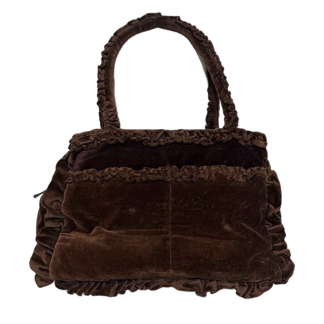 러플디테일 브라운 벨벳 모리 가방 상품이미지2