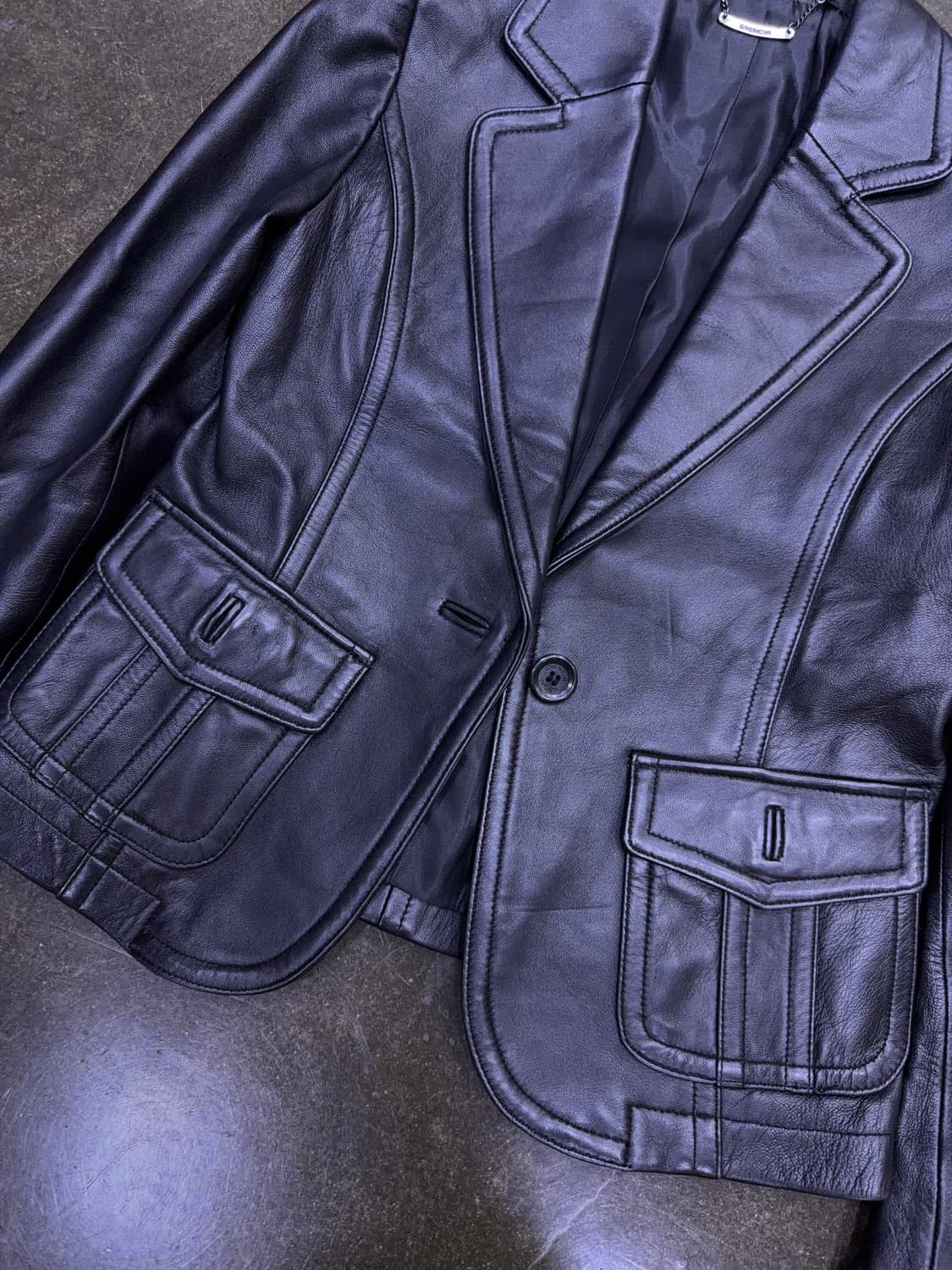 크렌시아 블랙 양가죽 원버튼 싱글 레더 가죽자켓 85 상품이미지4