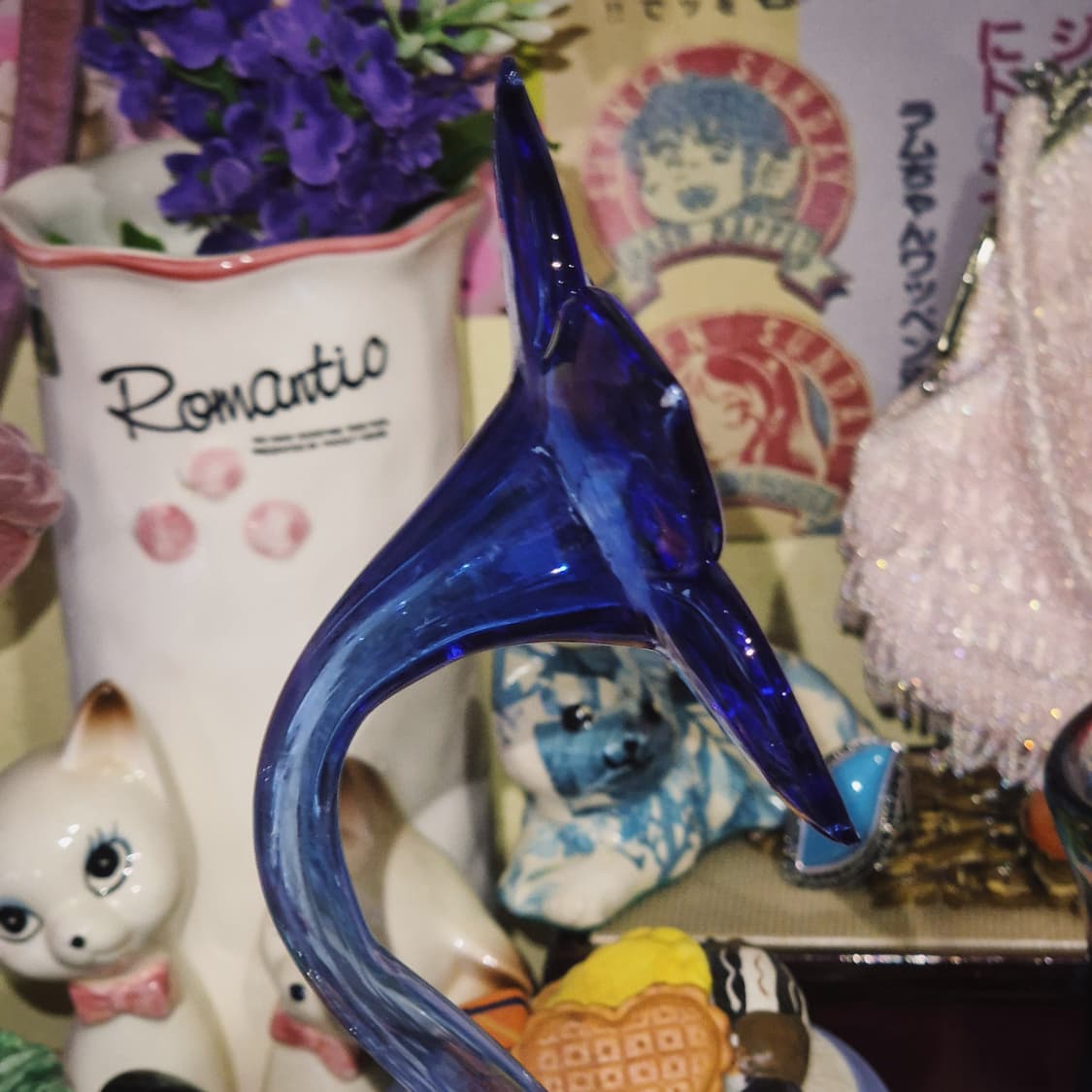 70s 야마나카 핸드블로운 퍼플 꽃송이 홀더 상품이미지9