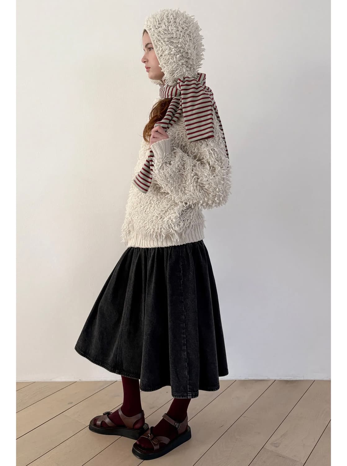 시눈 프린지 후디드 니트 집업 상품이미지4