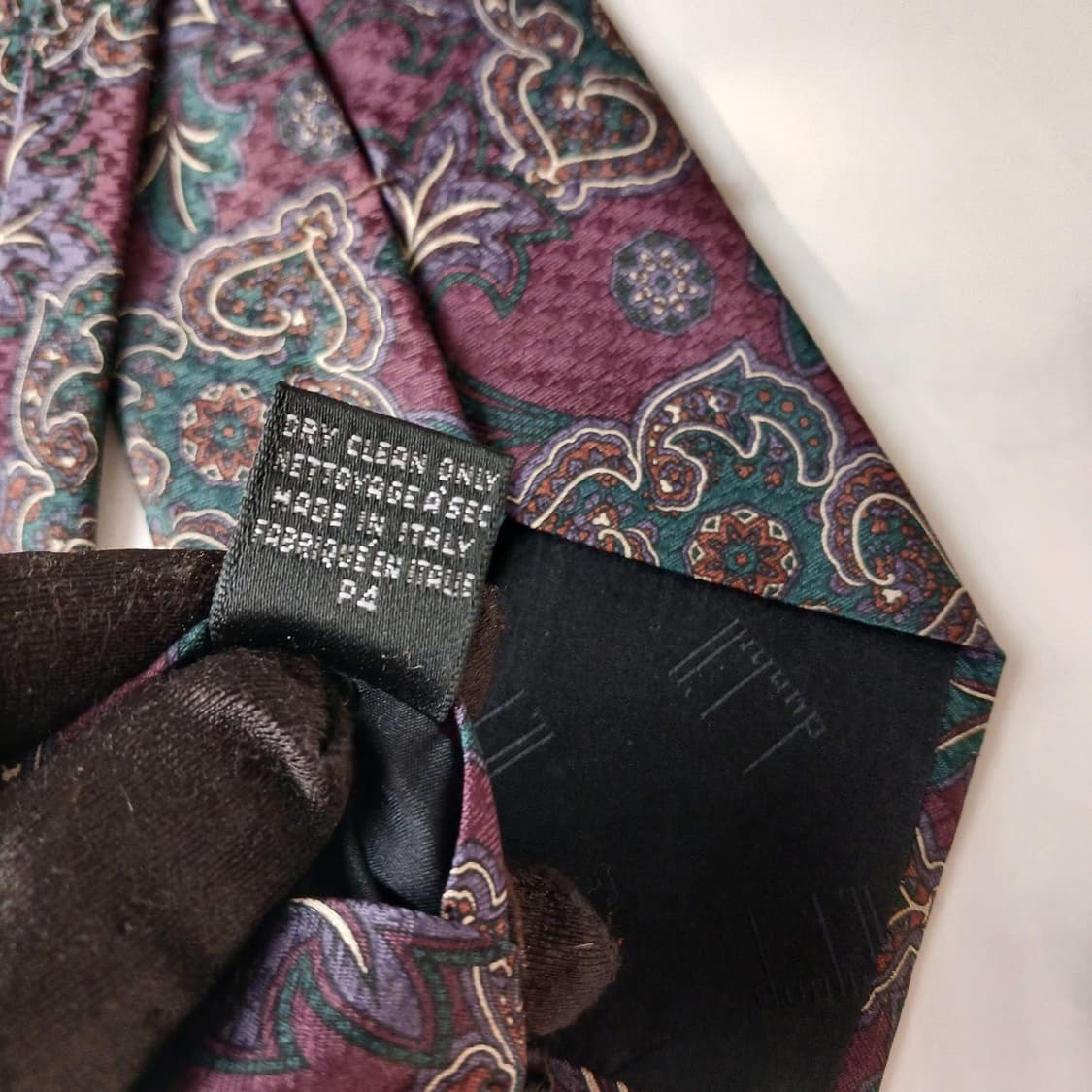 던힐 실크 버건디 페이즐리 패턴 넥타이 9.2cm A+등급 A19397
 상품이미지10