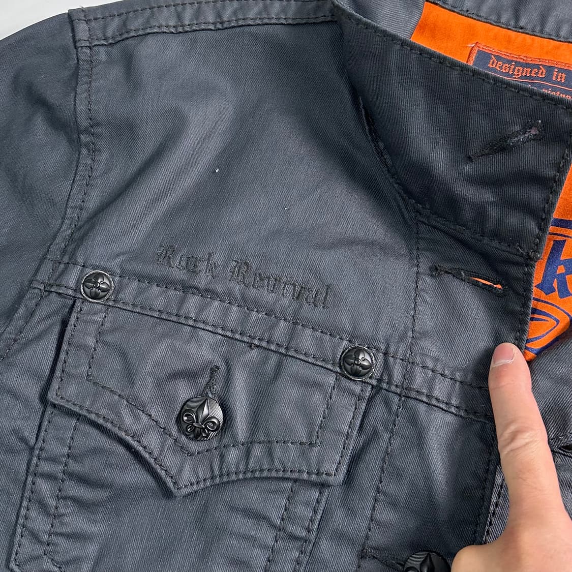 락 리바이벌 왁스드 코튼 스티치 트러커 자켓 상품이미지3