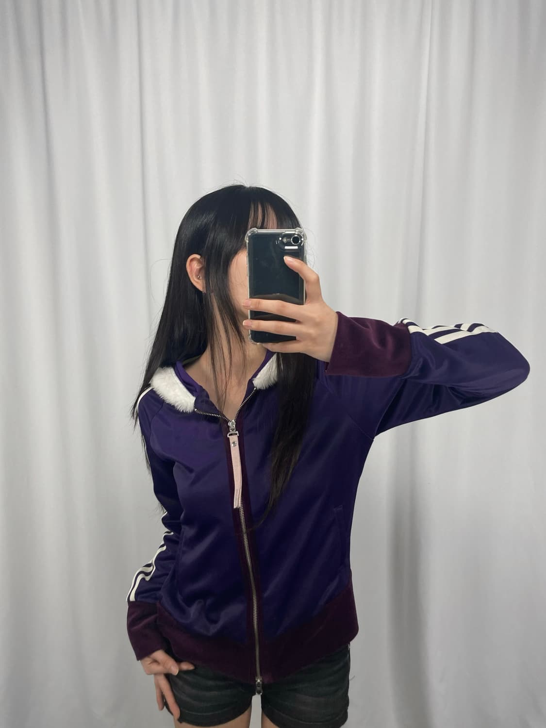 아디다스 퍼플 퍼 트랙탑 후드져지 상품이미지1