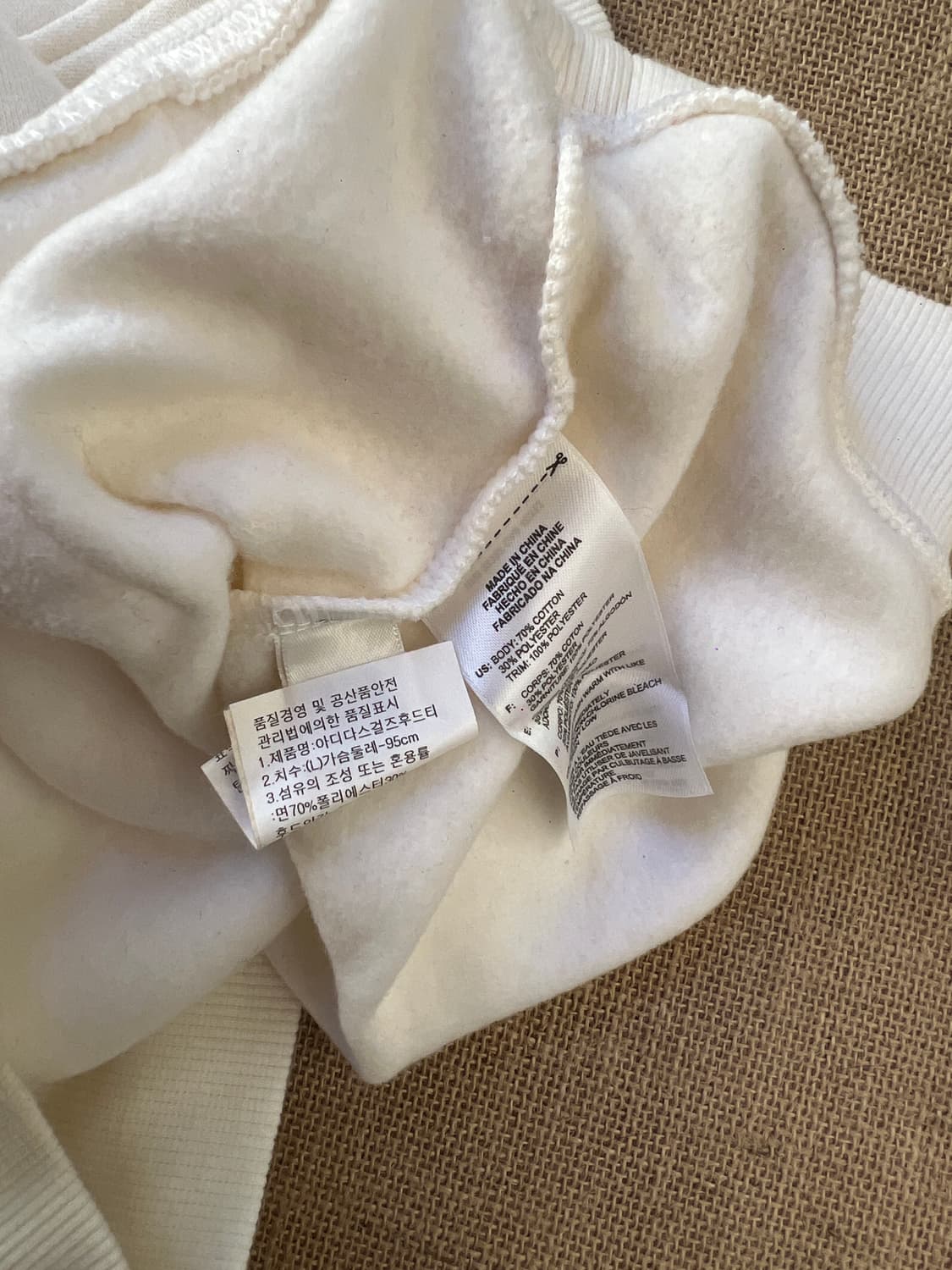 아디다스 삼선 화이트 후드티 L 상품이미지5