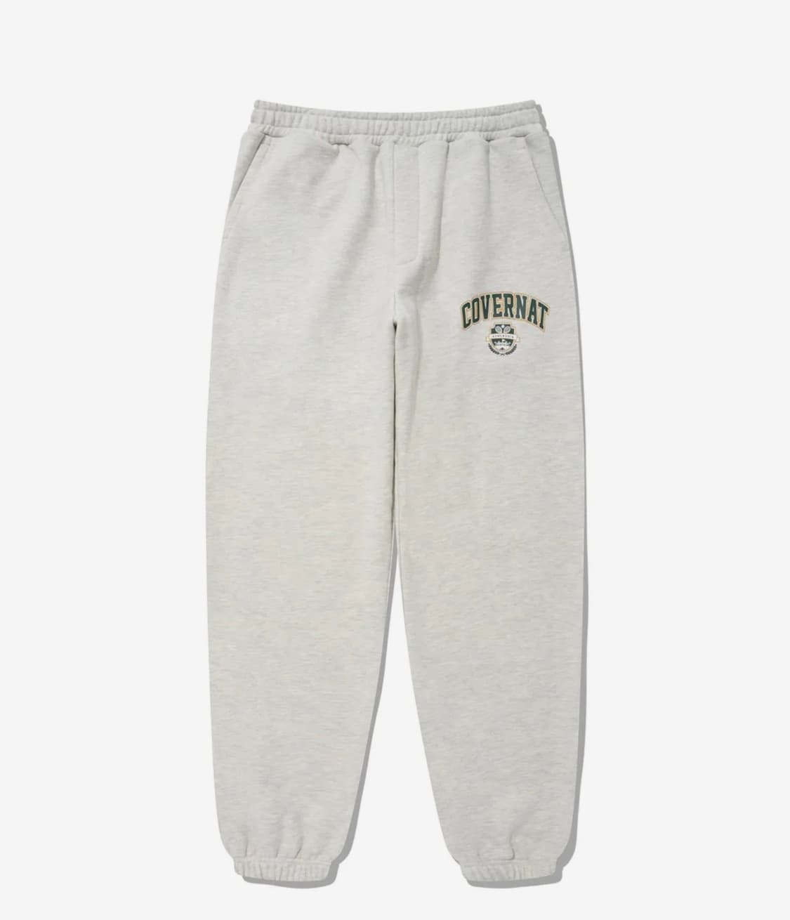 [새상품] 커버낫 컬리지 엠블럼 스웻 조거 팬츠 오트밀 XL 상품이미지1