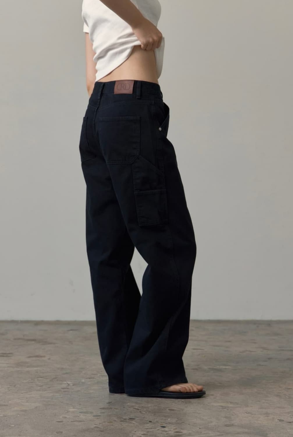 (숏버전) CORE DE 사이드 더블포켓 워시드 카펜터 데님팬츠 흑청 L 상품이미지1