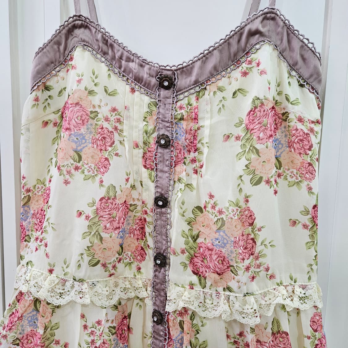 엑시즈팜 로즈 레이스 캉캉 슬리브리스 원피스 상품이미지4