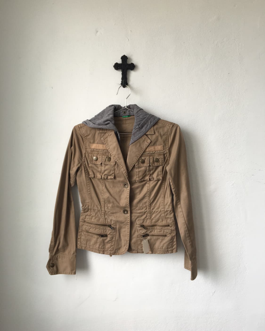 Benetton hood layer multi pocket jacket 상품이미지2