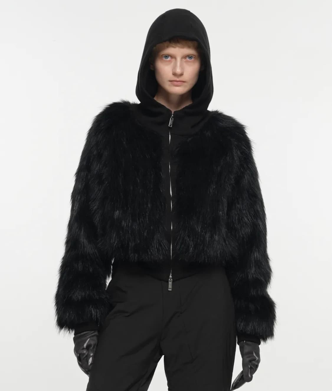 [나체] 후디 크롭 퍼자켓 1 상품이미지1