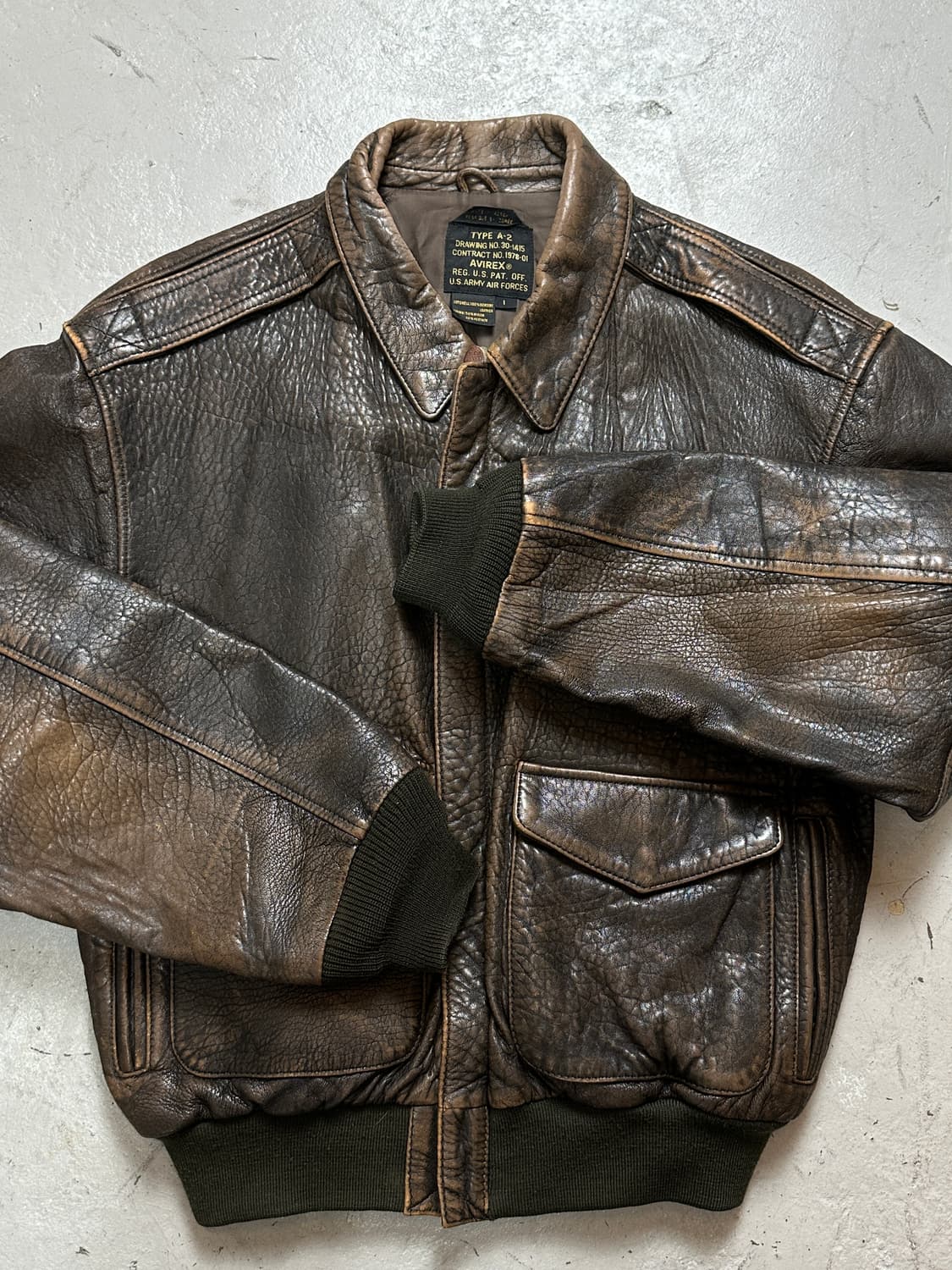 80's OG 아비렉스 레더 A-2 자켓 빈티지 레더 봄버 자켓 상품이미지8