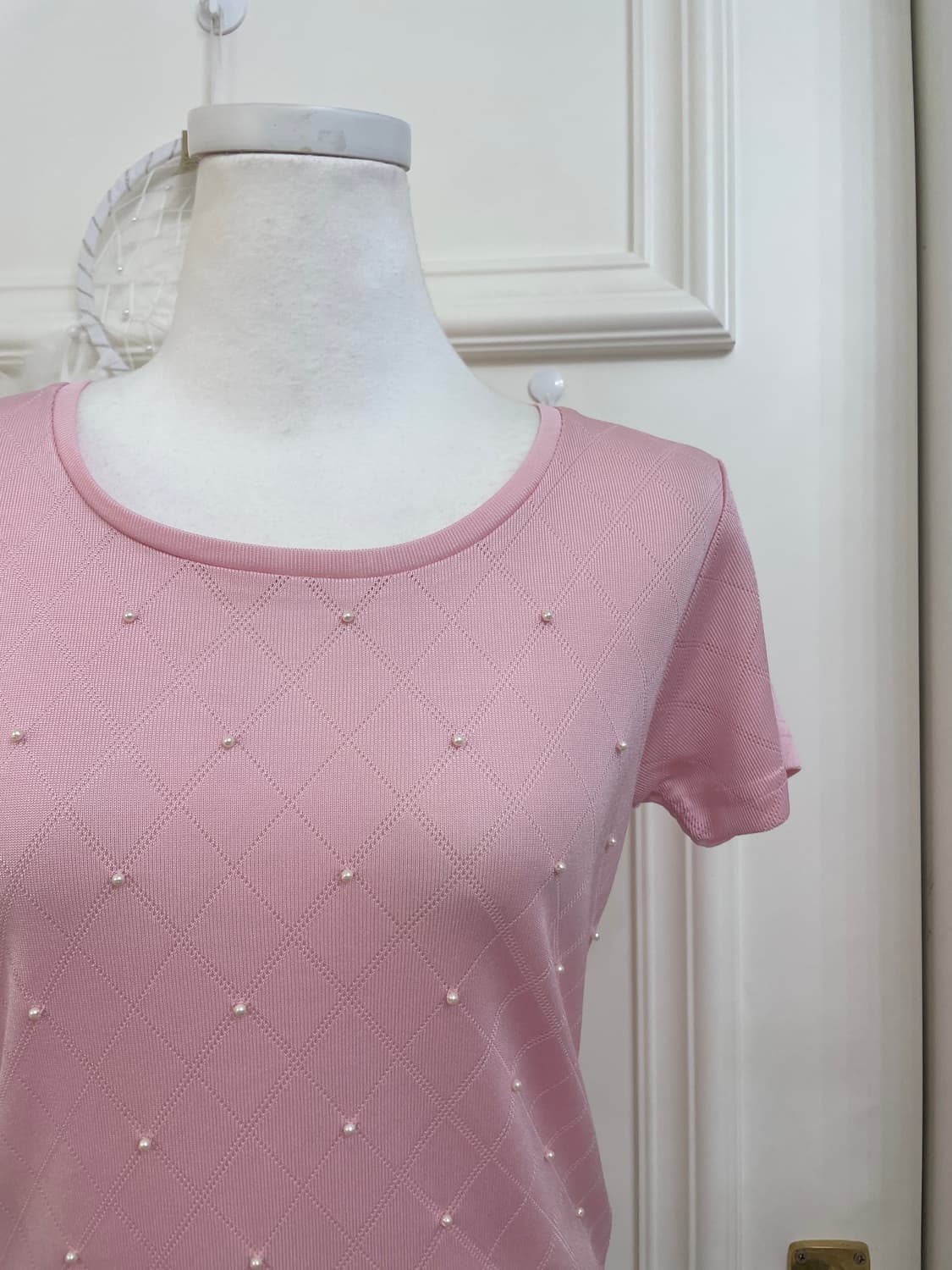 pink pearl point argyle top(size-M) 상품이미지6