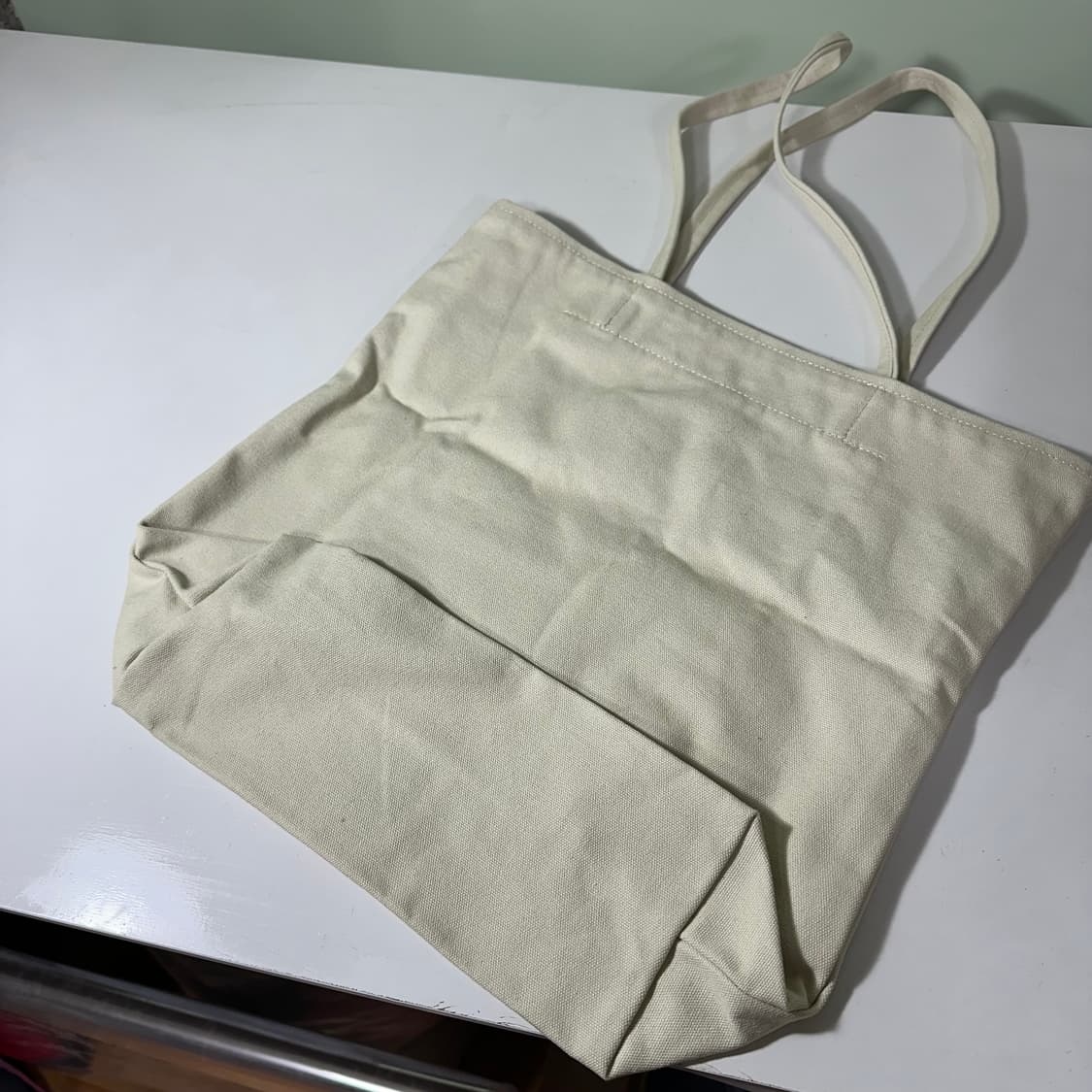 OS BTS X 시스템 아이보리 소가죽배색 에코백 상품이미지3