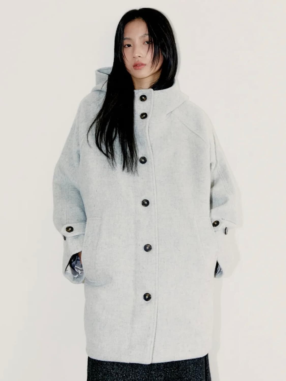 오피쉬 리치 울 하프 코트, 그레이 상품이미지1