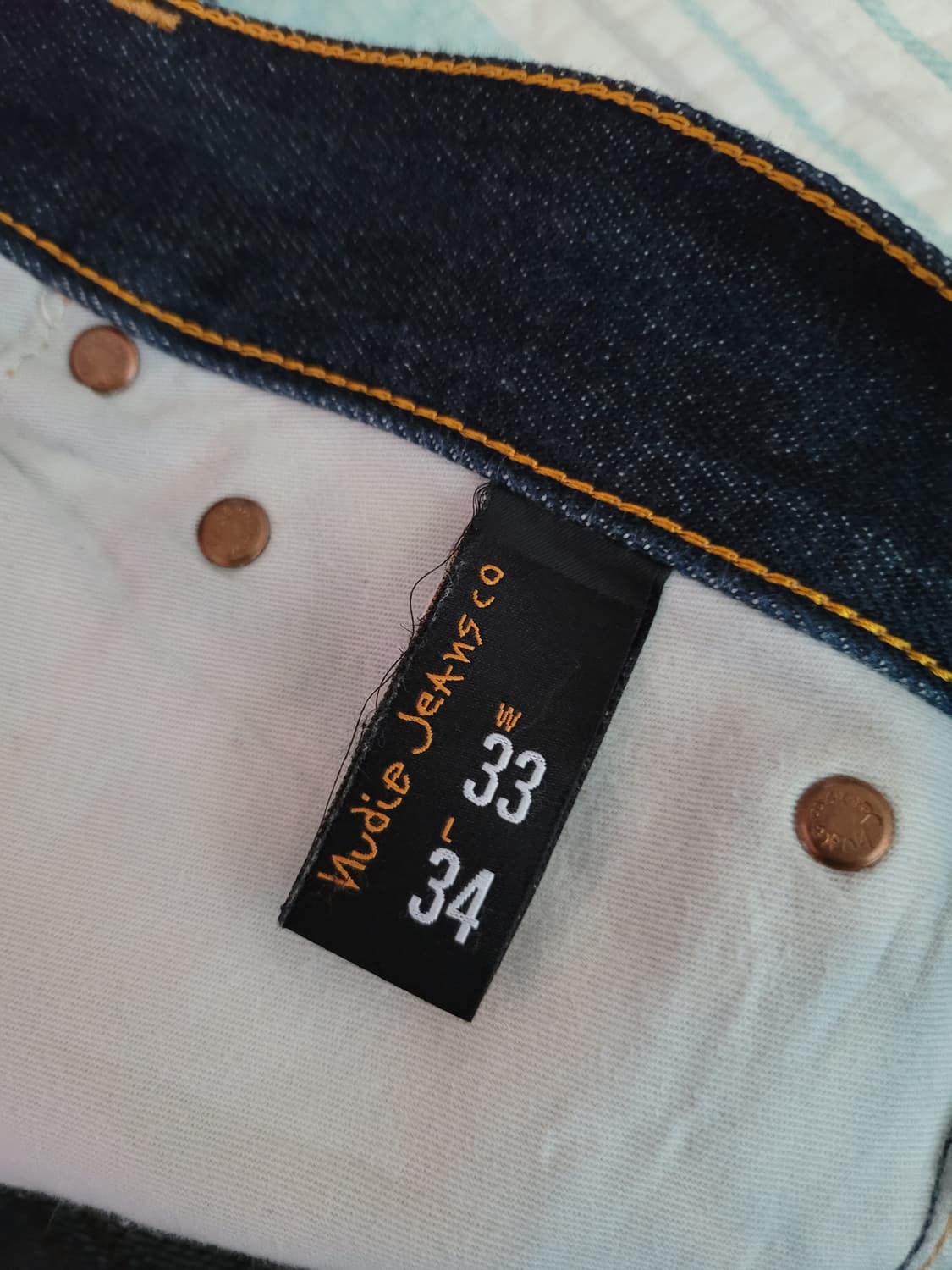 누디진 스트레이트알프 13온스 드라이 진청셀비지 탭33 실31-32사이즈 상품이미지5