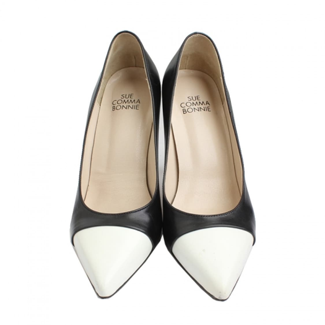 슈콤마보니 블랙 앤 화이트 레더 펌프스 (36.5) 상품이미지2