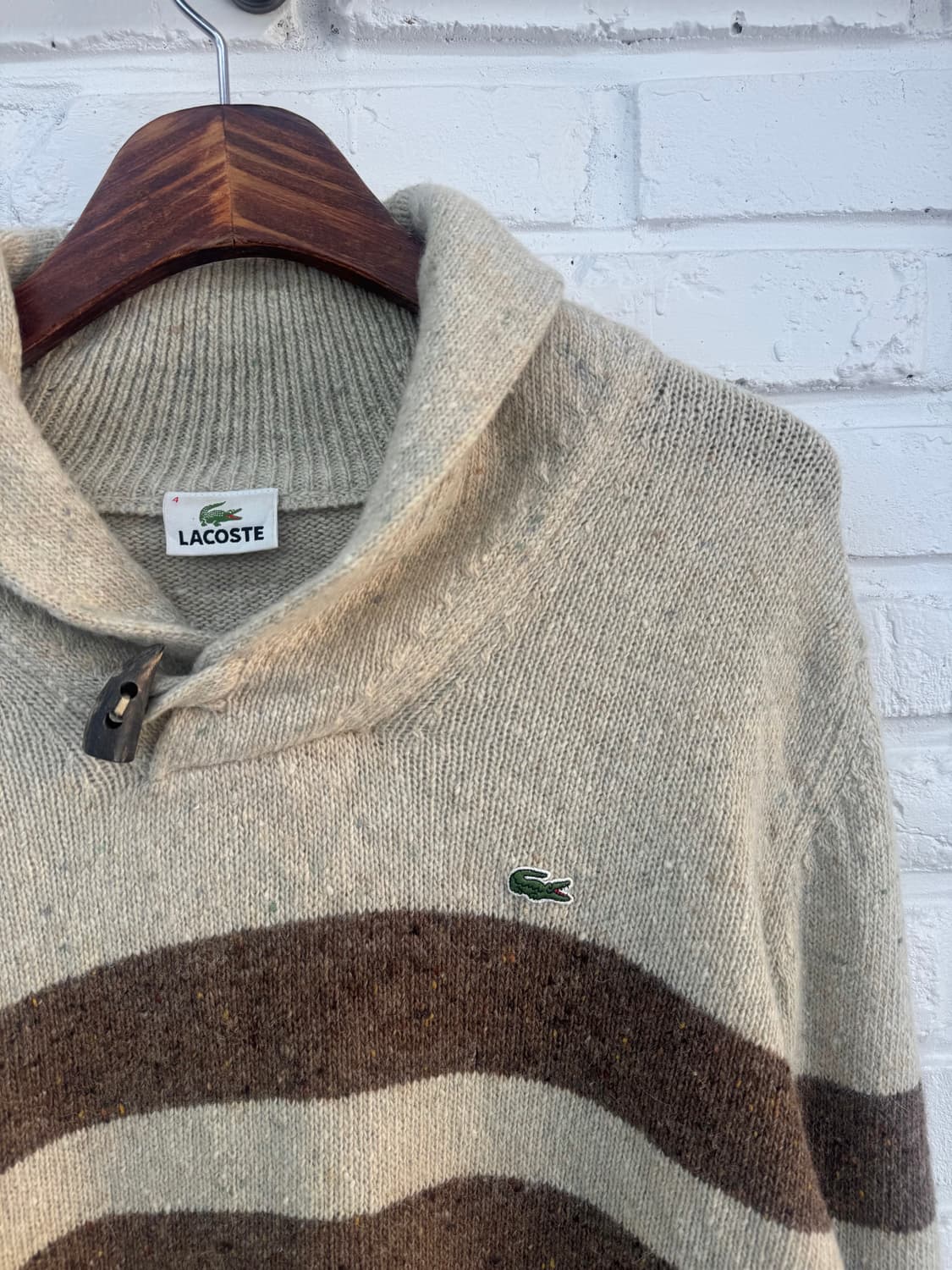 라코스테 베이지 숄카라 니트 상품이미지4