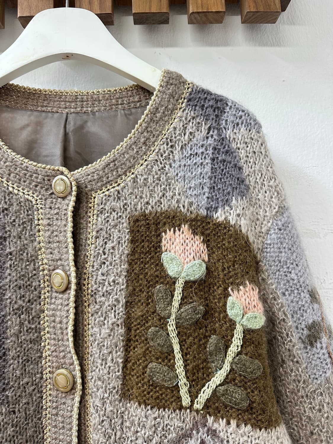 일본빈티지 모티브 뜨개 입체 패치 자수 스웨터 상품이미지3