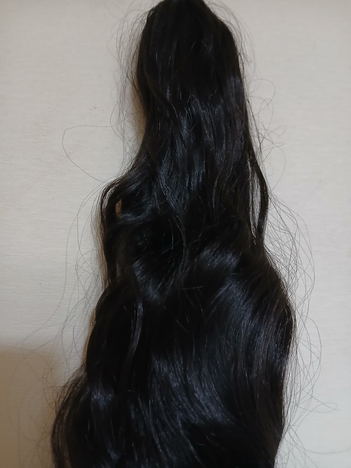 포니테일 웨이브 집게핀 자연스러운 가발 내추럴 블랙 상품이미지4