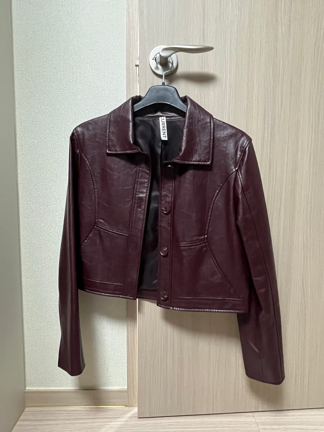 커렌트 CROP LEATHER JACKET [BRICK] 상품이미지6