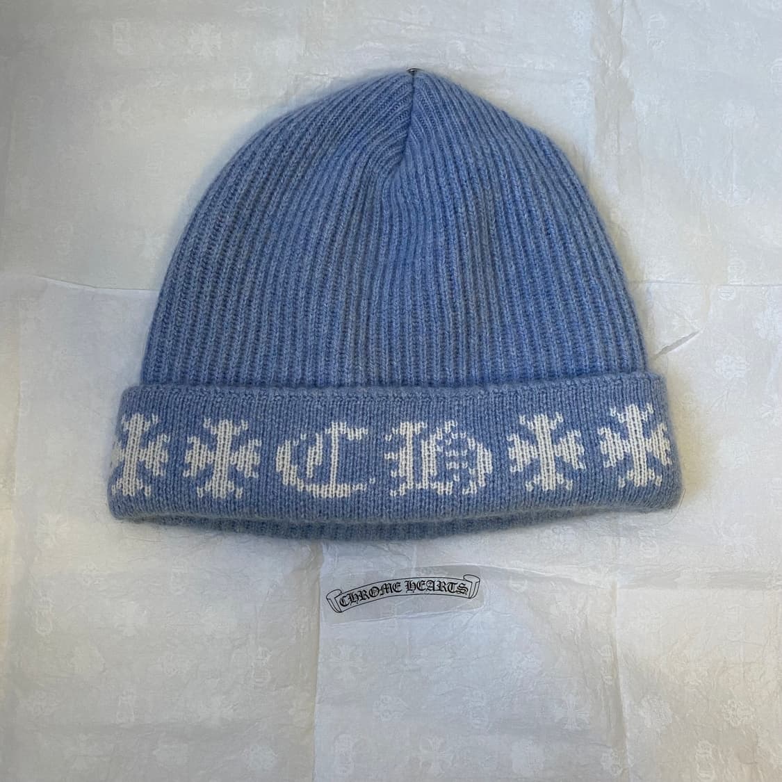 [Free] 크롬하츠 빅 대디 캐시미어 비니 라이트 블루 화이트 상품이미지4