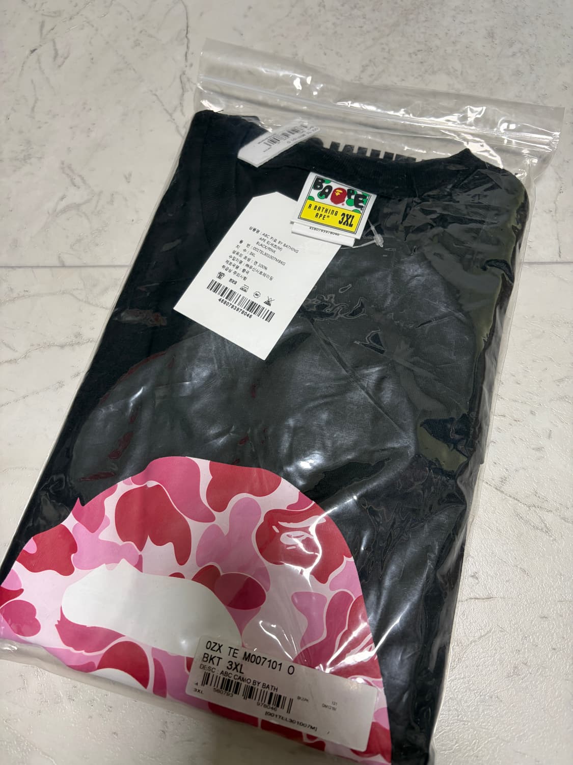 베이프 ABC 카모 바이 베이싱 에이프 티셔츠 블랙 핑크 상품이미지2