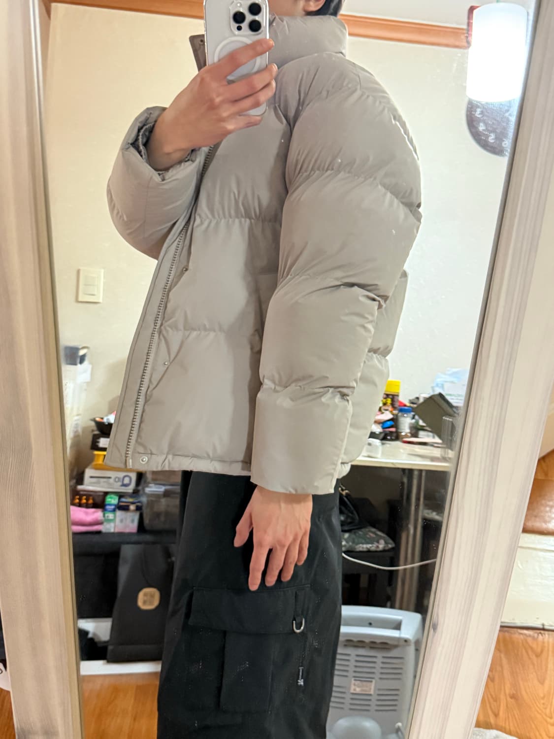 쿨트 - 826 헤비 패딩 자켓 (베이지/M) 상품이미지9