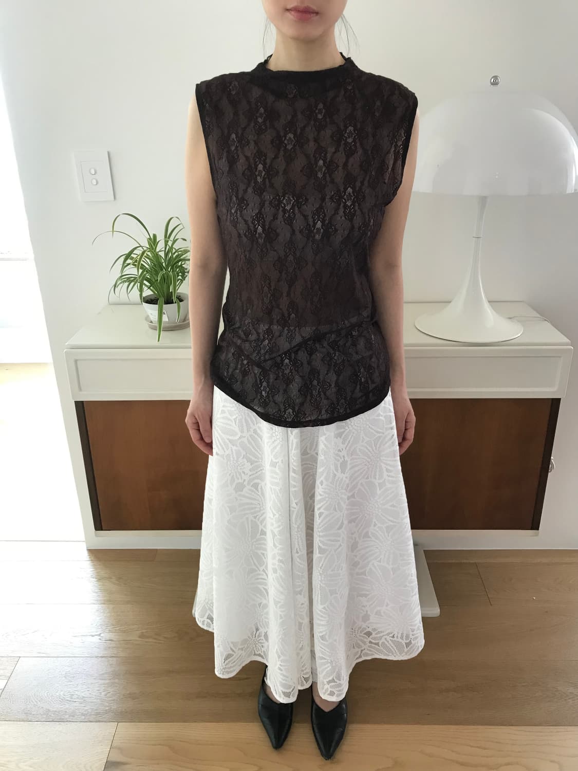 vintage brown lace sleeveless 상품이미지2