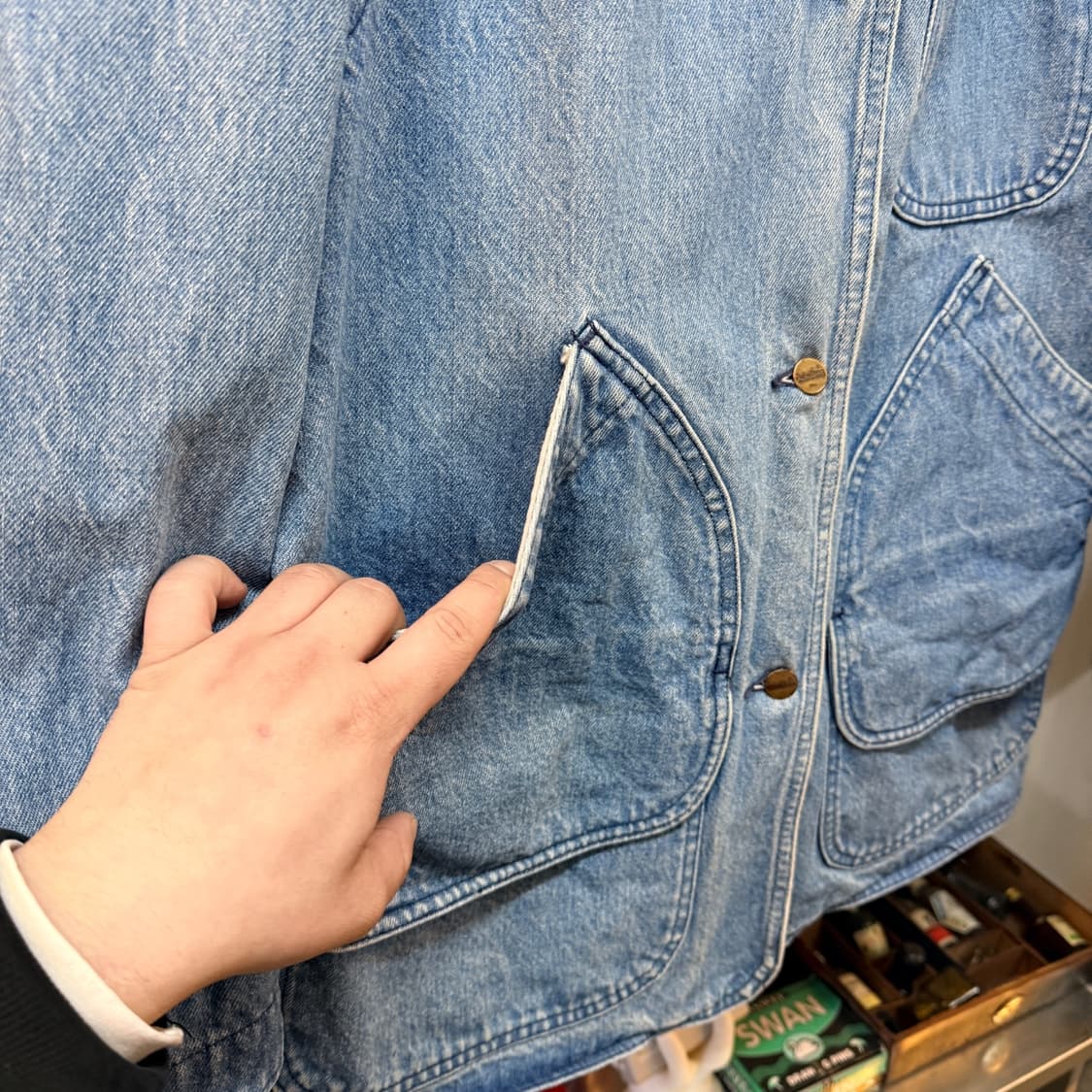 80'S 엘엘빈 데님 헌팅 자켓 코트  상품이미지4