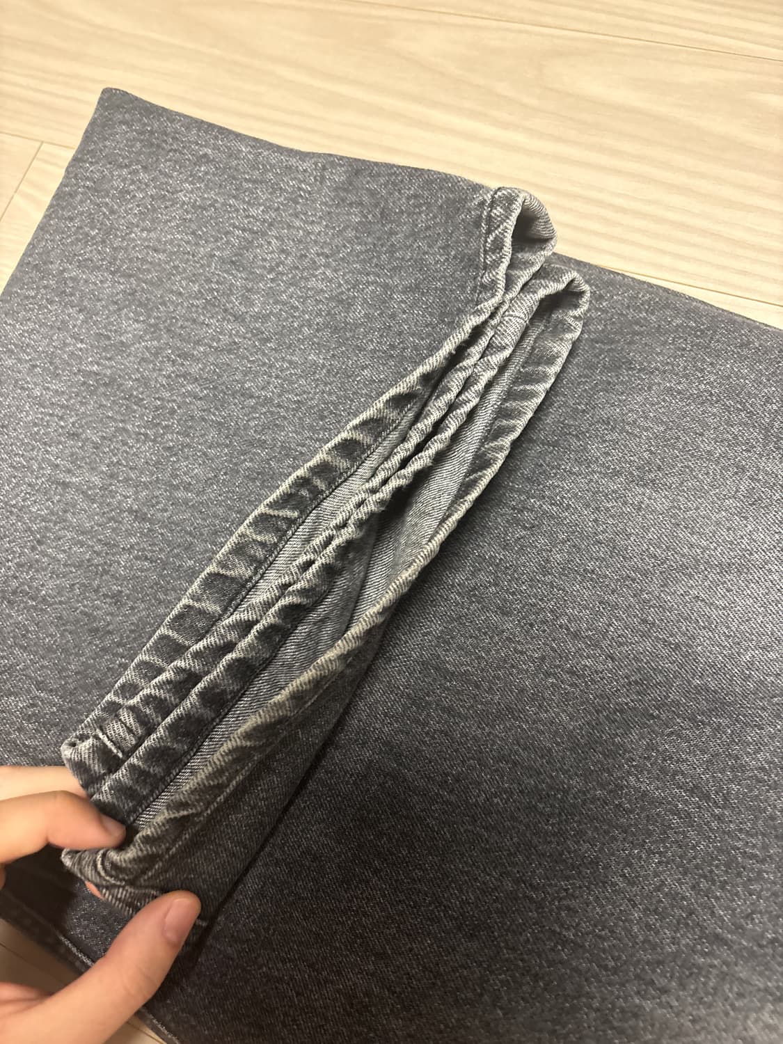 해칭룸 와이드 커브진 워시드 블랙 3사이즈 상품이미지4