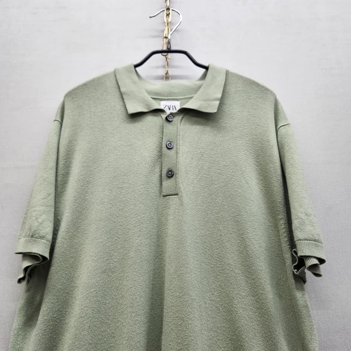 자라 ZARA 올리브 그린 비스코스 니트 반팔XL(L~XL) 상품이미지2