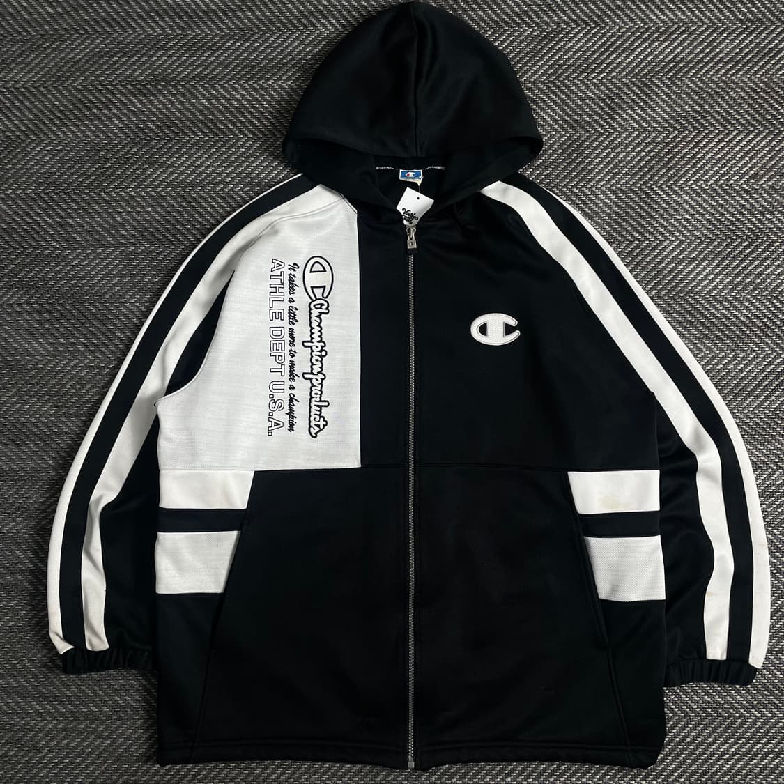 90s 챔피온 올드스쿨 스펠아웃 빅로고 후드 트랙탑 자켓 y 3596 상품이미지3