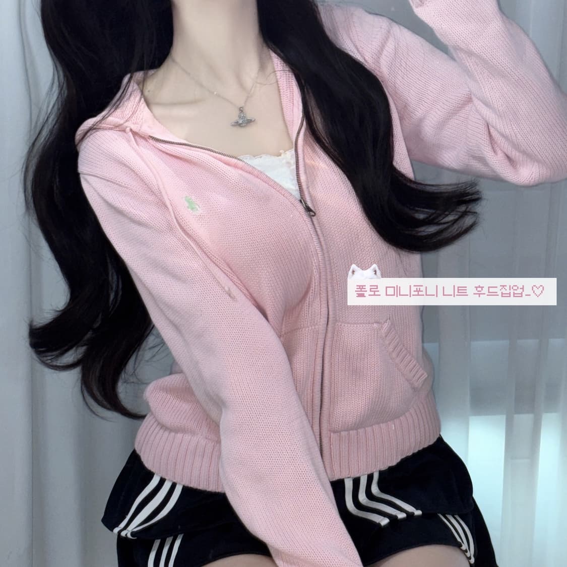 🐰폴로 딸기우유 니트 후드집업💗 상품이미지1