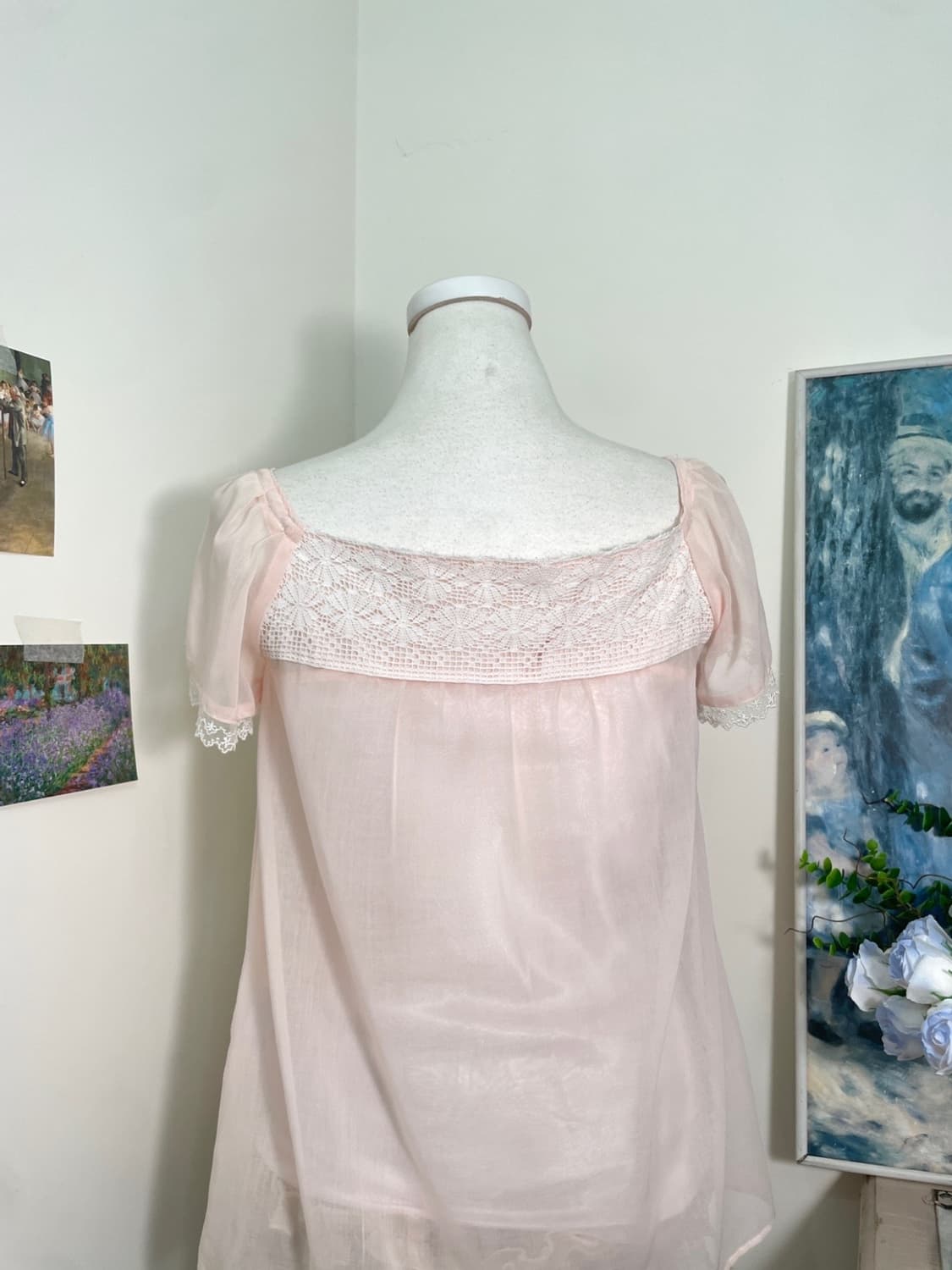 sheer pink lace square-neck princess blo 상품이미지4