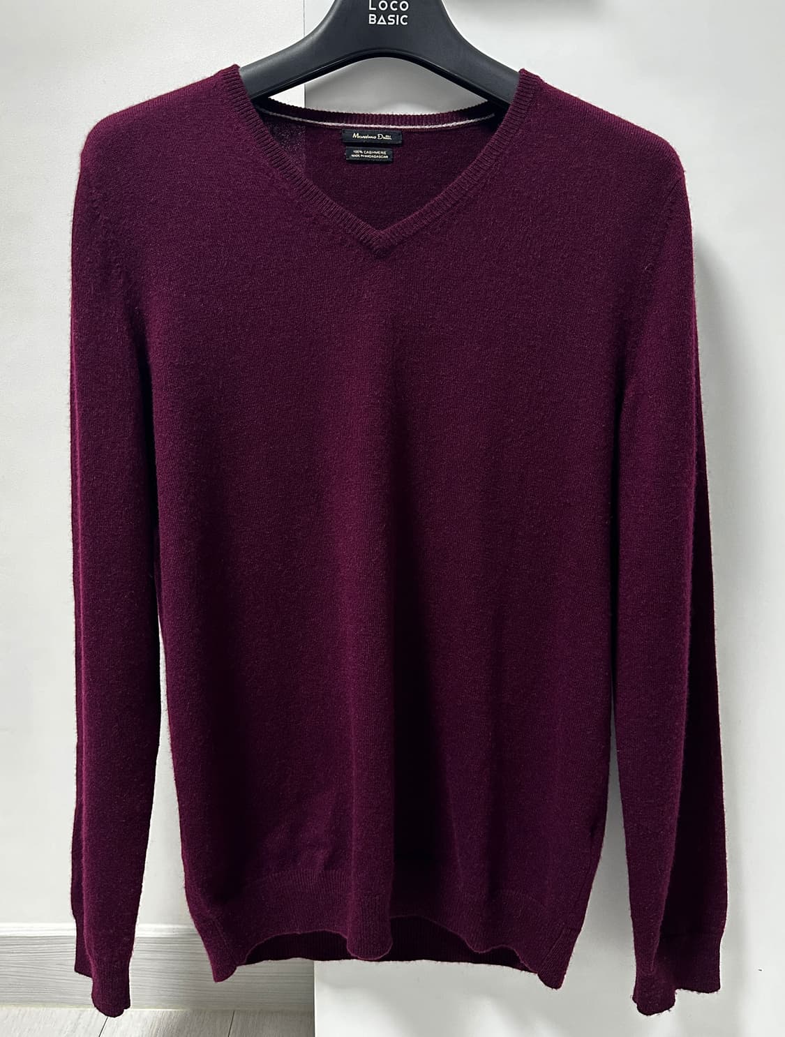 남성 버건디 캐시미어 100% V넥 니트 (L사이즈) 상품이미지1