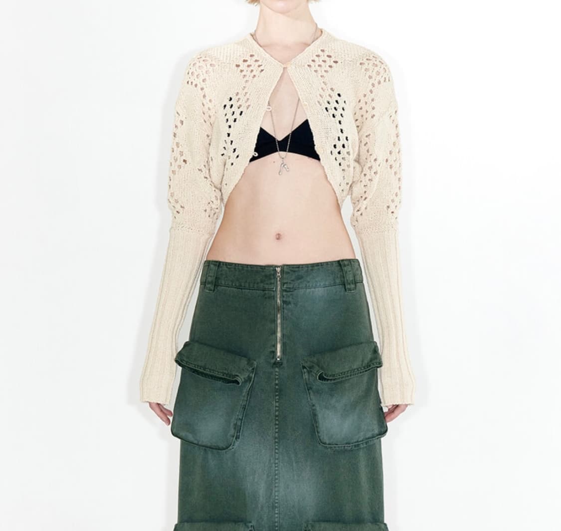 오픈 와이와이 아가일 포인텔 니트 볼레로 상품이미지1