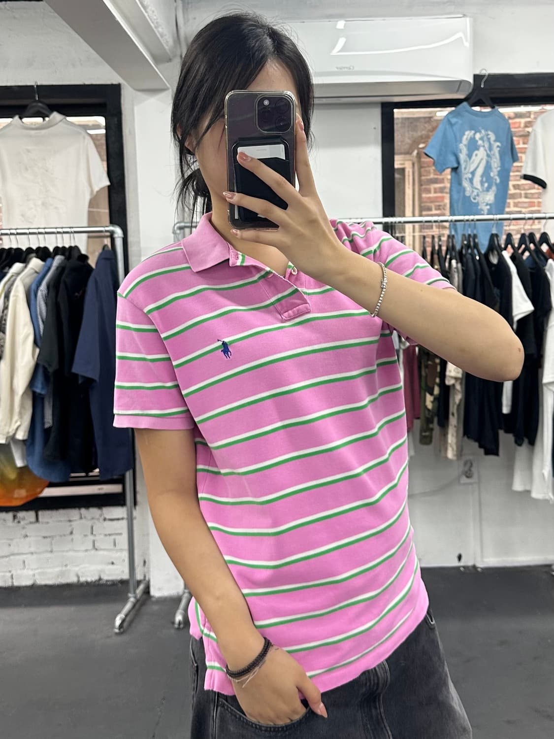 폴로 랄프로렌 핑크 스트라이프 카라티 상품이미지3