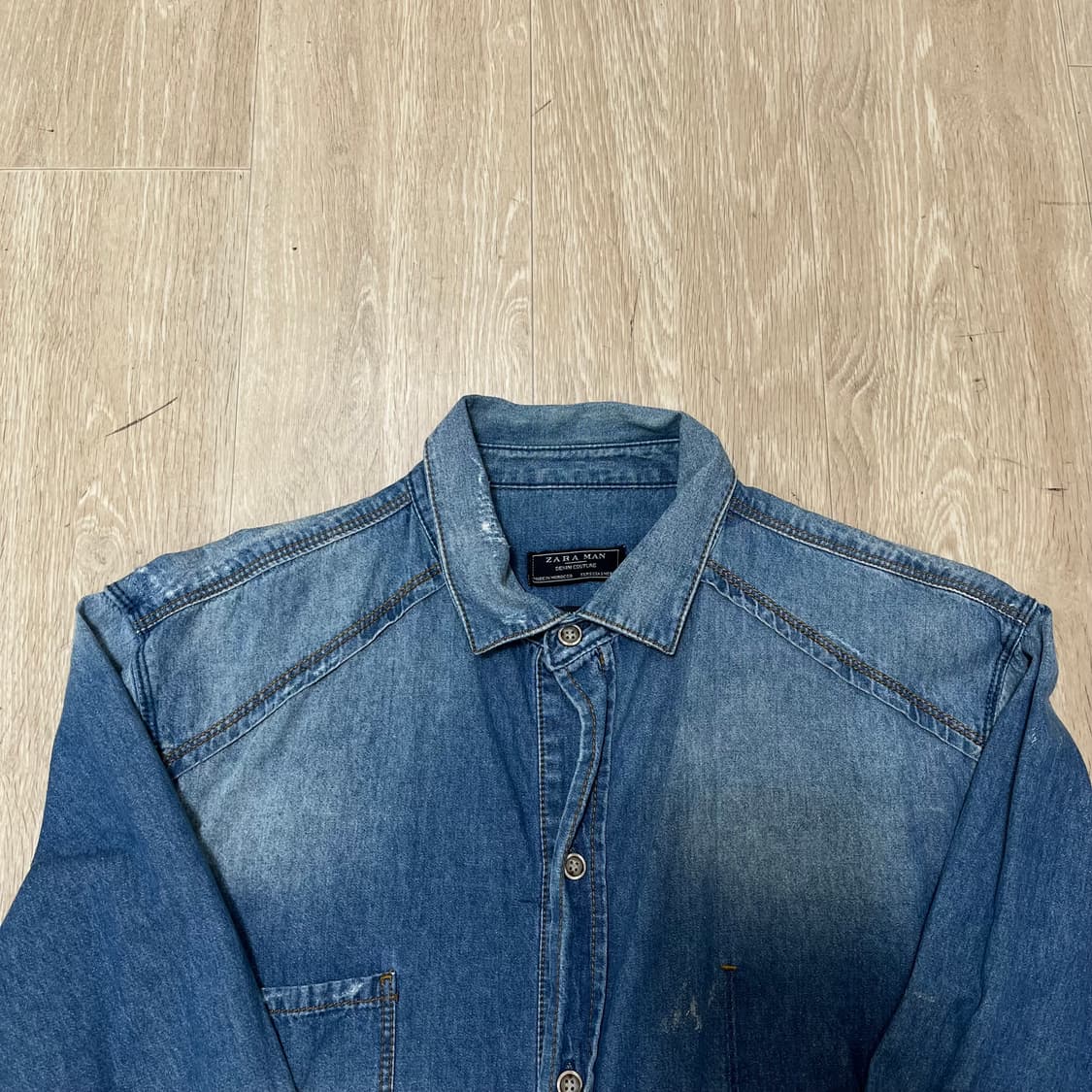 자라 ZARA MAN 슬림 핏 데님 셔츠 S(90) 상품이미지5