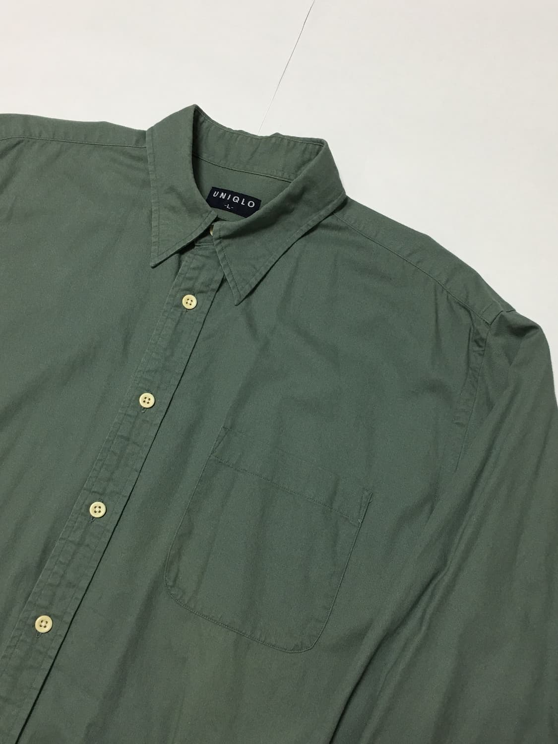 90’s 올드 유니클로 말차카키 셔츠 상품이미지3